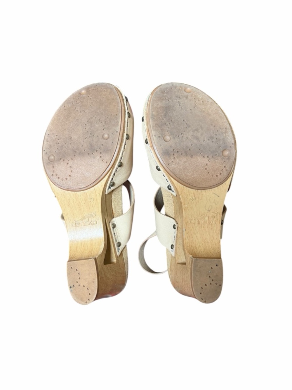 Dansko Cream Leather Slingback Clogs sz 39 - Picture 7 of 7